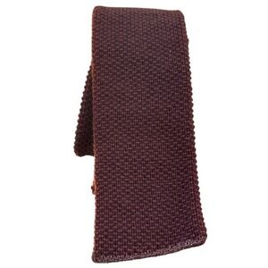 Vintage Wool Square Tip Narrow Maroon Brown Neck Tie